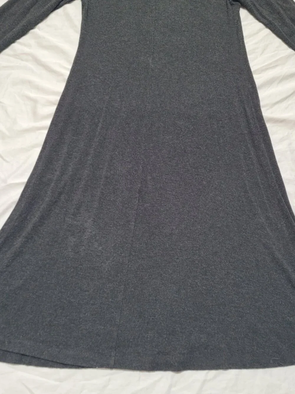Eileen Fisher Jersey Knit Dress Viscose Soft Maxi Long Sleeves V Neck Gray Small